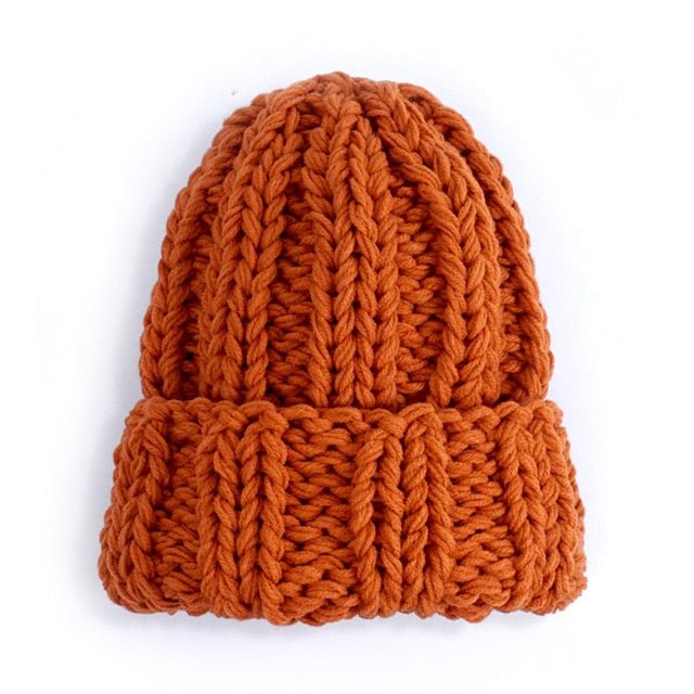 Women Hand Made Knitting Hat High Quality Customizable Logo Winter Warmer Ear Thick Soft Beanie Lady Chunky Knitted Rib Hats - Starttech Online Market