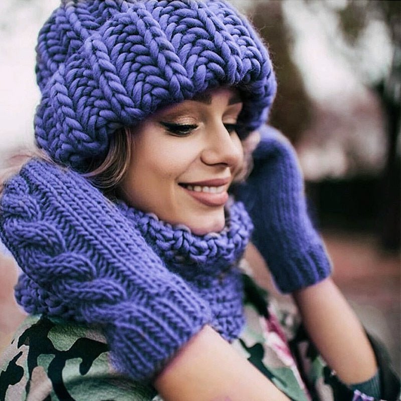 Women Hand Made Knitting Hat High Quality Customizable Logo Winter Warmer Ear Thick Soft Beanie Lady Chunky Knitted Rib Hats - Starttech Online Market