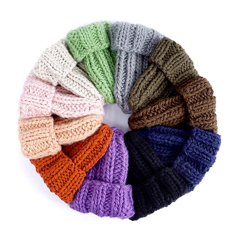 Women Hand Made Knitting Hat High Quality Customizable Logo Winter Warmer Ear Thick Soft Beanie Lady Chunky Knitted Rib Hats - Starttech Online Market