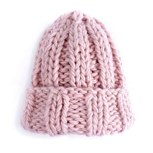 Women Hand Made Knitting Hat High Quality Customizable Logo Winter Warmer Ear Thick Soft Beanie Lady Chunky Knitted Rib Hats - Starttech Online Market