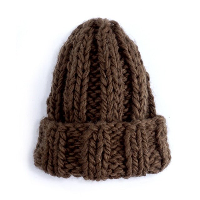 Women Hand Made Knitting Hat High Quality Customizable Logo Winter Warmer Ear Thick Soft Beanie Lady Chunky Knitted Rib Hats - Starttech Online Market