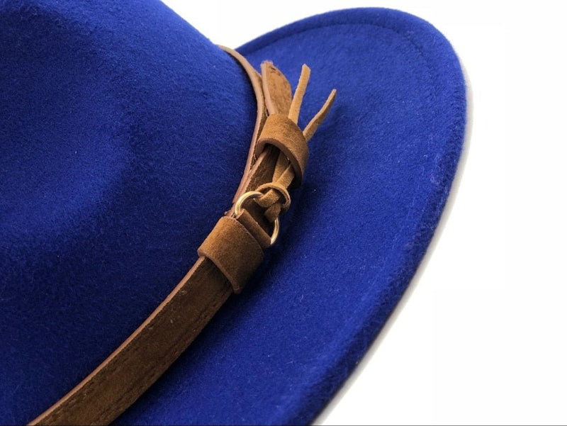 Women Men Wool Fedora Hat With Leather Ribbon Gentleman Elegant Lady Winter Autumn Wide Brim Jazz Church Panama Sombrero Cap - Starttech Online Market