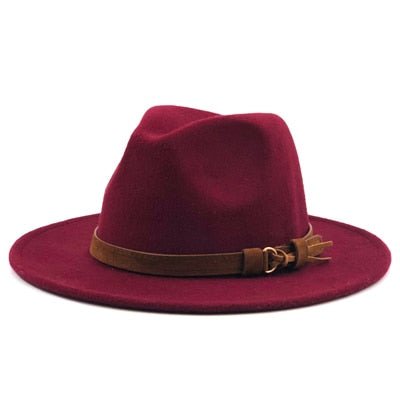 Women Men Wool Fedora Hat With Leather Ribbon Gentleman Elegant Lady Winter Autumn Wide Brim Jazz Church Panama Sombrero Cap - Starttech Online Market