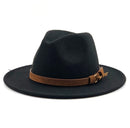 Women Men Wool Fedora Hat With Leather Ribbon Gentleman Elegant Lady Winter Autumn Wide Brim Jazz Church Panama Sombrero Cap - Starttech Online Market