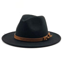 Women Men Wool Fedora Hat With Leather Ribbon Gentleman Elegant Lady Winter Autumn Wide Brim Jazz Church Panama Sombrero Cap - Starttech Online Market