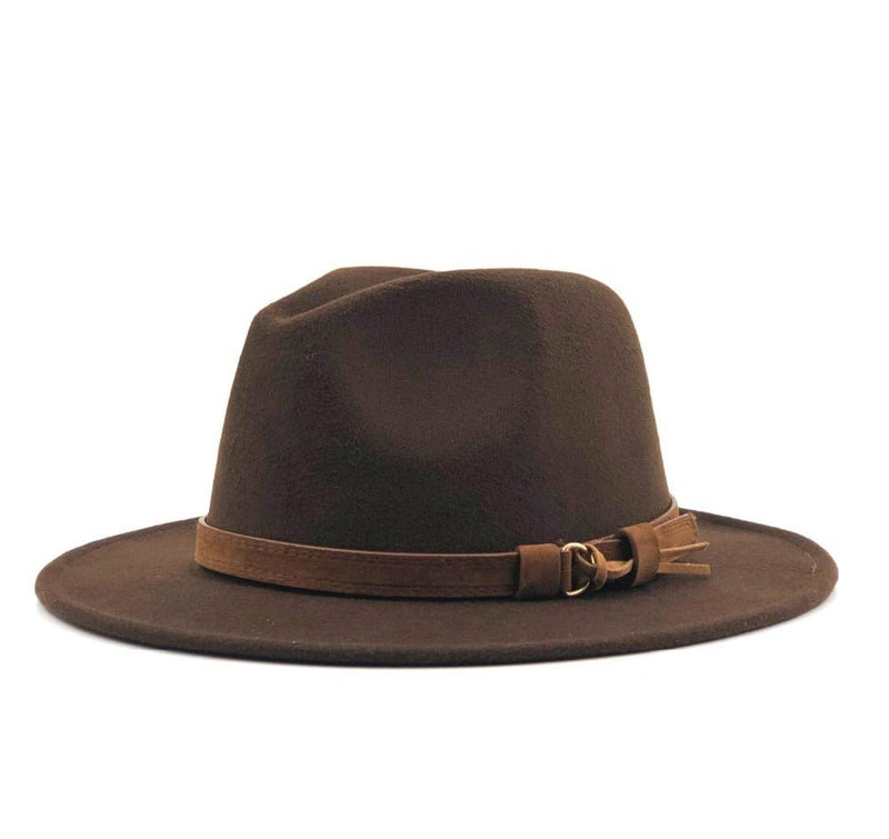 Women Men Wool Fedora Hat With Leather Ribbon Gentleman Elegant Lady Winter Autumn Wide Brim Jazz Church Panama Sombrero Cap - Starttech Online Market