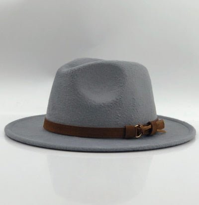 Women Men Wool Fedora Hat With Leather Ribbon Gentleman Elegant Lady Winter Autumn Wide Brim Jazz Church Panama Sombrero Cap - Starttech Online Market