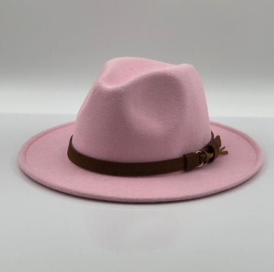 Women Men Wool Fedora Hat With Leather Ribbon Gentleman Elegant Lady Winter Autumn Wide Brim Jazz Church Panama Sombrero Cap - Starttech Online Market