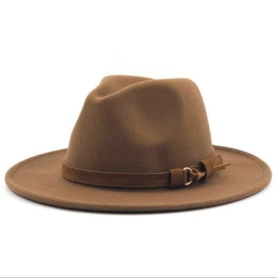 Women Men Wool Fedora Hat With Leather Ribbon Gentleman Elegant Lady Winter Autumn Wide Brim Jazz Church Panama Sombrero Cap - Starttech Online Market