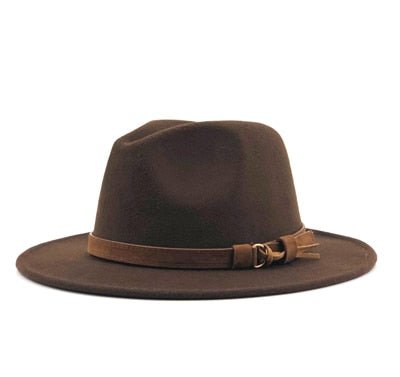 Women Men Wool Fedora Hat With Leather Ribbon Gentleman Elegant Lady Winter Autumn Wide Brim Jazz Church Panama Sombrero Cap - Starttech Online Market