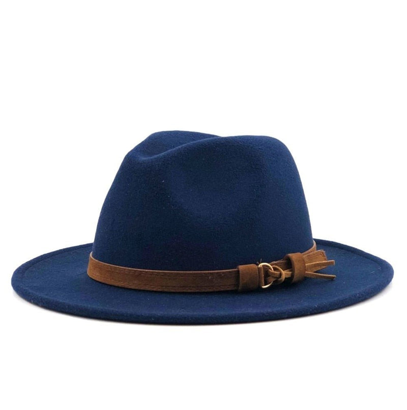 Women Men Wool Fedora Hat With Leather Ribbon Gentleman Elegant Lady Winter Autumn Wide Brim Jazz Church Panama Sombrero Cap - Starttech Online Market