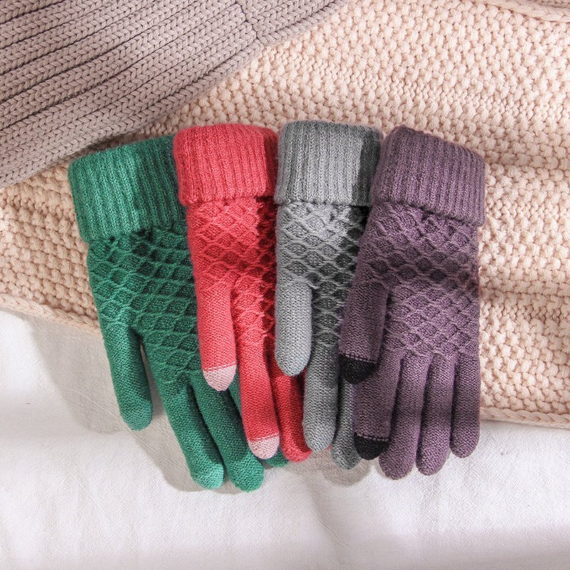 Women Winter Touch Screen Gloves Thicken Wool Warm Knitted Stretch Gloves - Starttech Online Market