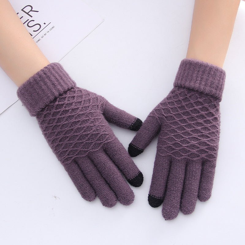 Women Winter Touch Screen Gloves Thicken Wool Warm Knitted Stretch Gloves - Starttech Online Market