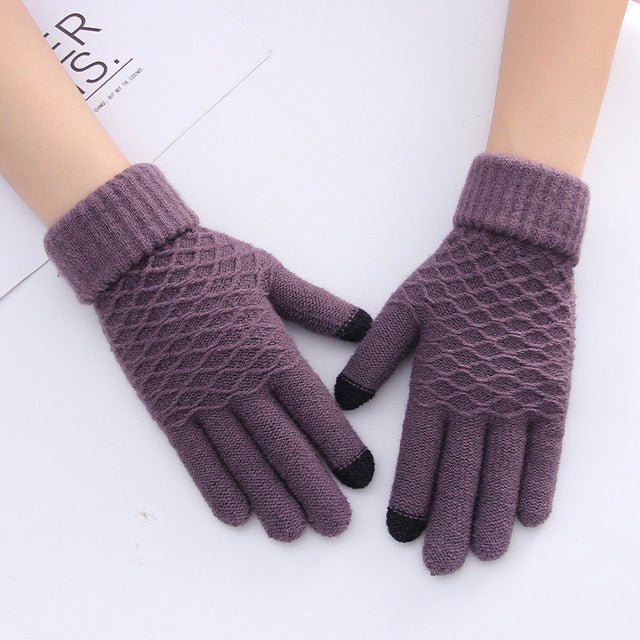 Women Winter Touch Screen Gloves Thicken Wool Warm Knitted Stretch Gloves - Starttech Online Market