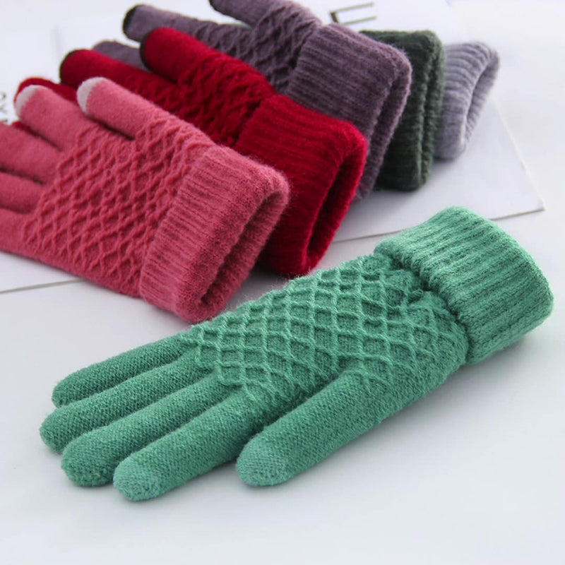 Women Winter Touch Screen Gloves Thicken Wool Warm Knitted Stretch Gloves - Starttech Online Market