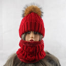 Womens Hats With Scarf Warm Fleece Inside Beanie Winter Real Mink Fur Pompom Female Knitted Hats - Starttech Online Market