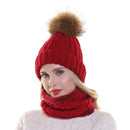 Womens Hats With Scarf Warm Fleece Inside Beanie Winter Real Mink Fur Pompom Female Knitted Hats - Starttech Online Market