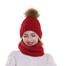 Womens Hats With Scarf Warm Fleece Inside Beanie Winter Real Mink Fur Pompom Female Knitted Hats - Starttech Online Market