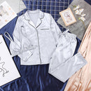 Women's Long Sleeve Loose Satin Home Pajamas Three Piece Set - Starttech Online Market