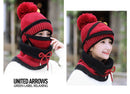 Women's Mask Hat Scarf 3 Pcs Sets Thick Warm Fleece Inside Knitted Winter Riding Fashion Hat - Starttech Online Market
