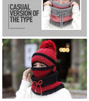 Women's Mask Hat Scarf 3 Pcs Sets Thick Warm Fleece Inside Knitted Winter Riding Fashion Hat - Starttech Online Market