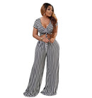 Women's Striped Print Two Piece Short Sleeve V Neck Loose - Starttech Online Market