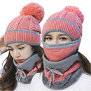 Women's Winter Hat Mask 3 Piece Set Velvet Thick Knitted Warm Ear Protection Mixed Colour Woollen Hat - Starttech Online Market