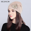 Wool Vogue Butterfly Rhinestones High Quality Autumn Winter Knitted Beanie Female Hats - Starttech Online Market