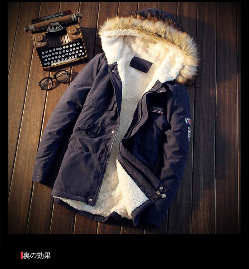 XingDeng Men Coats Winter Casual Mens dressy Tops Jacket Male Slim Thicken Fur Hooded Outwear Warm Coat Top Brand Clothing - Starttech Online Market
