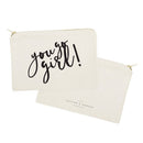You Go Girl Cotton Canvas Cosmetic Bag - Starttech Online Market