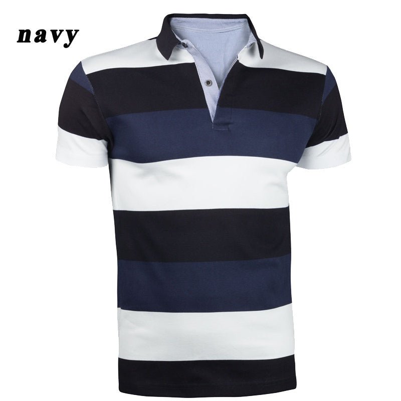ZOGAA Men's Fashion Contrast Color Striped Polo Shirt Short Sleeve Casual Polo men short sleeve Anti-Shrink Contrast Color Polo - Starttech Online Market