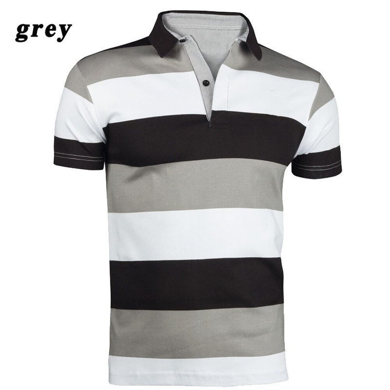 ZOGAA Men's Fashion Contrast Color Striped Polo Shirt Short Sleeve Casual Polo men short sleeve Anti-Shrink Contrast Color Polo - Starttech Online Market