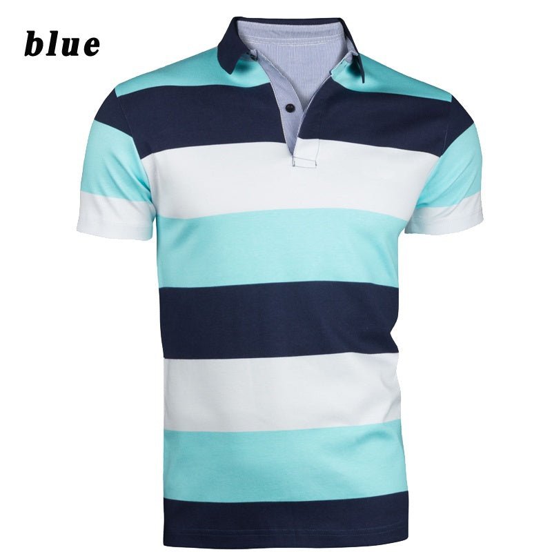 ZOGAA Men's Fashion Contrast Color Striped Polo Shirt Short Sleeve Casual Polo men short sleeve Anti-Shrink Contrast Color Polo - Starttech Online Market