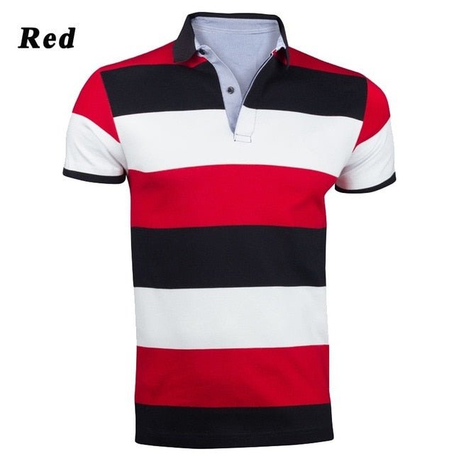 ZOGAA Men's Fashion Contrast Color Striped Polo Shirt Short Sleeve Casual Polo men short sleeve Anti-Shrink Contrast Color Polo - Starttech Online Market
