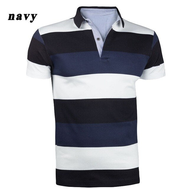 ZOGAA Men's Fashion Contrast Color Striped Polo Shirt Short Sleeve Casual Polo men short sleeve Anti-Shrink Contrast Color Polo - Starttech Online Market